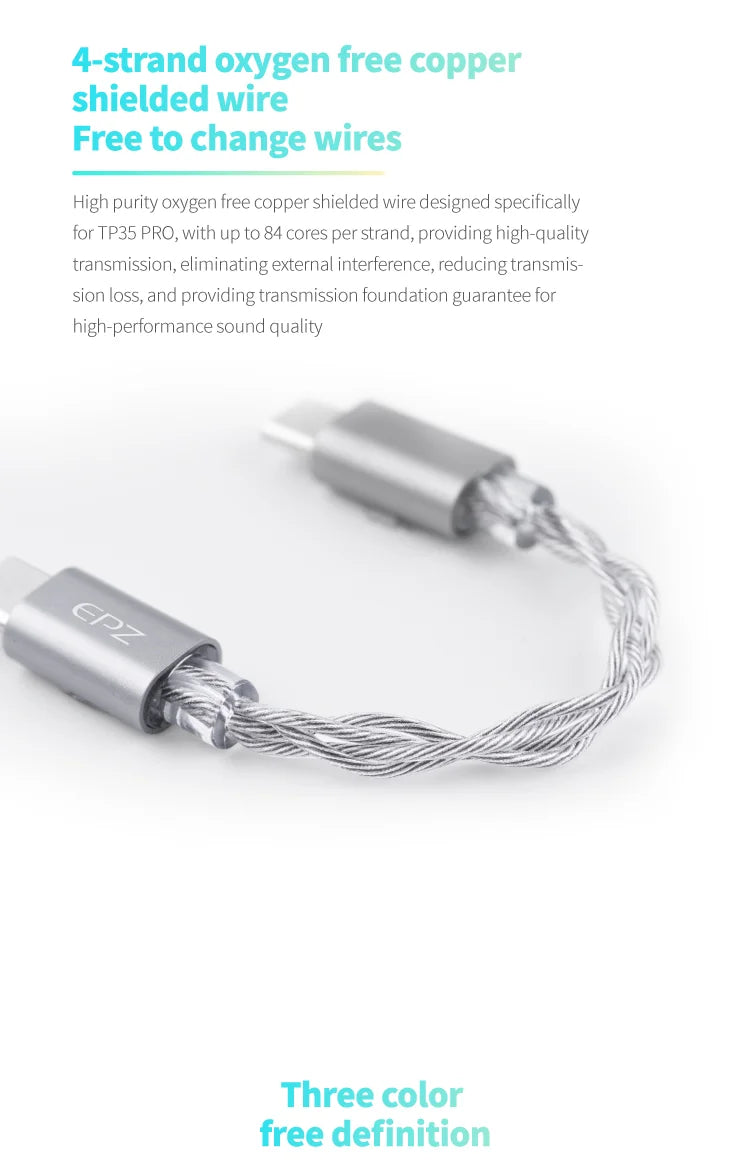 EPZ TP35 Pro Dongle Type C USB DAC Audio HiFi Decoder Portable Audio Headphone Amplifier CS43198X2 Decoder Support EQ Mic Call