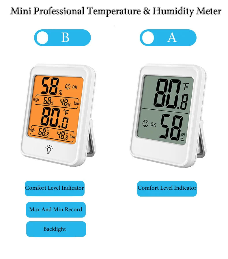 Indoor Digital Temperature Humidity Meter With Stand Magnet Portable House Office Temperature Monitor Thermometer Hygrometer