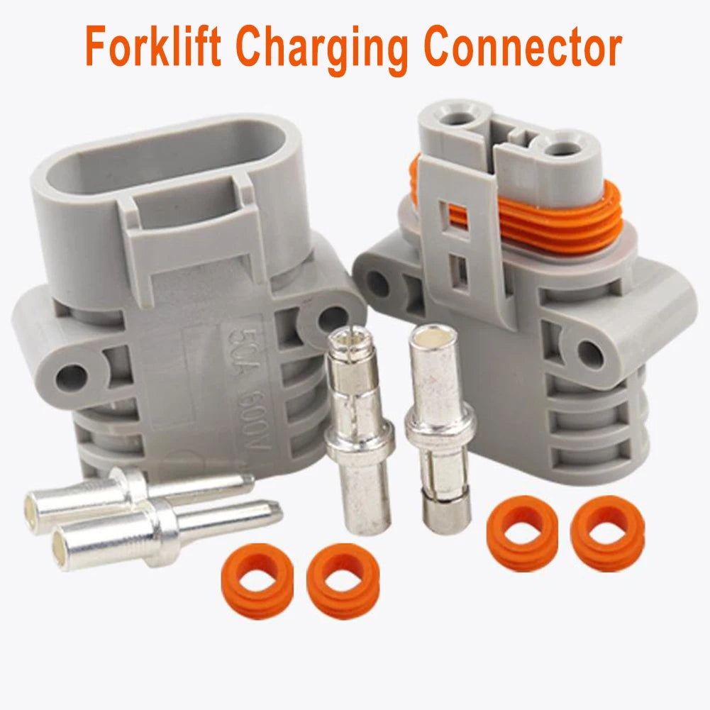 Pair Of FOR Anderson 50 Amp 600V 6 Grey Forklift Cable Power Connectors Good Electrical Conductivity Easy To Connect Tool