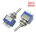 2PCS MTS-101/102/103/202/203 Toggle Switch 6mm Dark Blue 2/3Position 2/3/6Pin ON-ON/ON-OFF/ON-FFF-ON 6A 125VAC Arm Rocker Switch