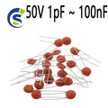 100pcs Ceramic capacitor 104 4.7PF 10PF 22PF 33PF 47PF 100PF 101 220PF 221 330PF 331 470PF 471 1NF 103 47NF 473 50V 1pF ~ 100nF