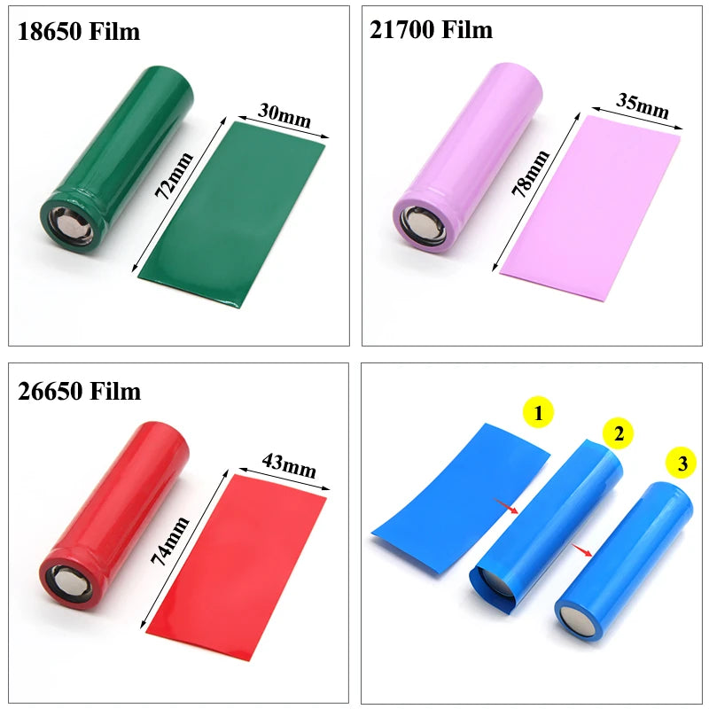 21700 PVC Heat Shrink Tube Pre-Cut Lipo Battery Wrap Protective Sleeve Casing Precut Insulated Film Cover Sleeves 25-1000PCS