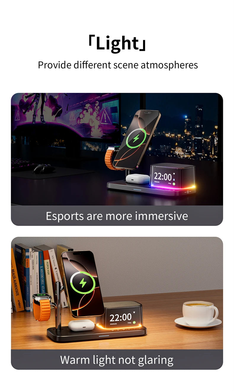 Super Fast QI2.2 25W Magnetic Wireless Charger Station For Galaxy S25/S26 iPhone 17 16 Pro Max Apple& Galaxy Watch Airpods Buds