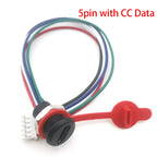 5Pin USB-C Connector With CC Pin Data Nut Snap Plate 4Pin With Wire 3A Waterproof USB Type C to PH2.0 Fast Charging Female Jack