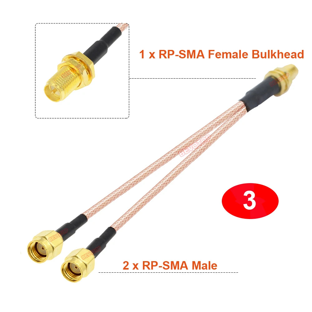 SMA Splitter RG316 2 Way Cable RP SMA Male Female to Dual SMA Male Female 2 X SMA Antenna Adapter Y Type Pigtail RF Coax Cable