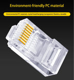100pcs RJ45 CAT6 CAT5e Pass Through Connector Network Crystal End Gold-Plated Crimp UTP Standard Ethernet Network Modular Plug