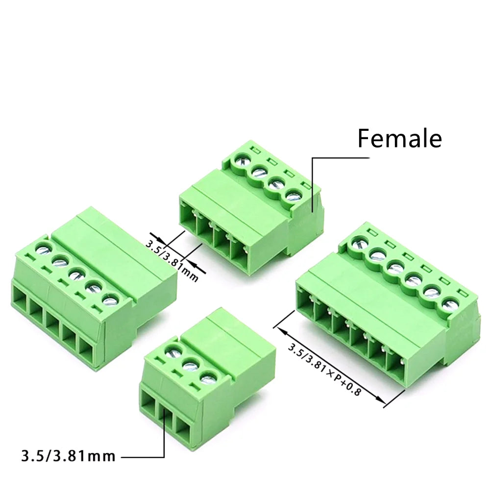5/10PCS Aerial Butt Welding Type 15EDGRK-3.5mm 3.81mm Plug-in Terminal Block 3.5mm 3.81mm Pitch 2/3/4/5/6/7-12P Female Socket