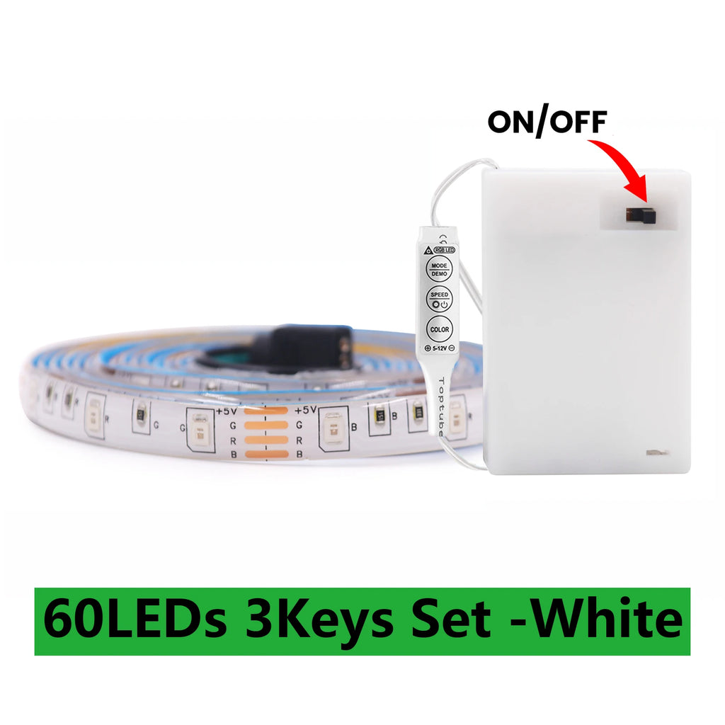 DC 5V 5050 RGB Strip LED Light Battery Powed Waterproof Ribbon Tape Stable Led Strips Indoor Outdoor Decoration Remote Control