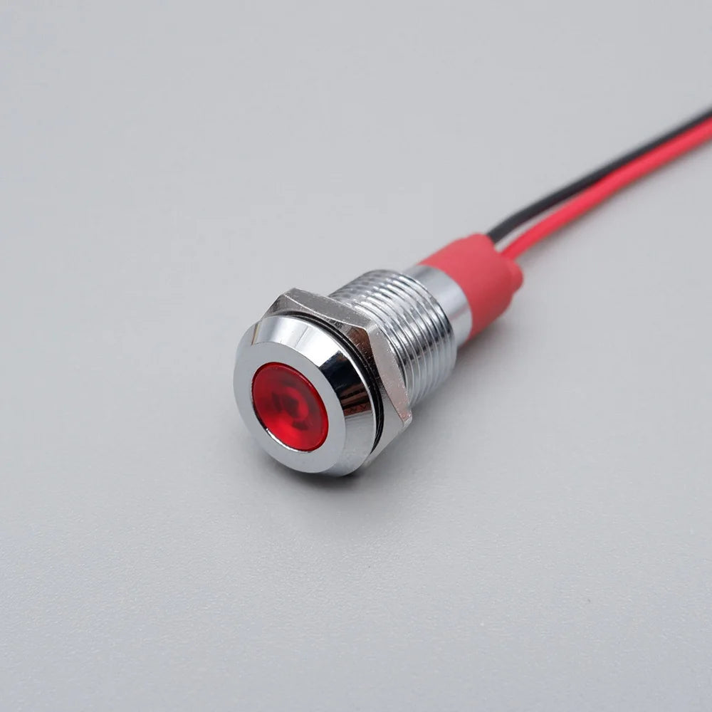 6mm 8mm 10mm 12mm LED Metal Indicator Light Signal Lamp with Wire 3V 5V 6V 12V 24V 110V 220V Red Blue Green Yellow White