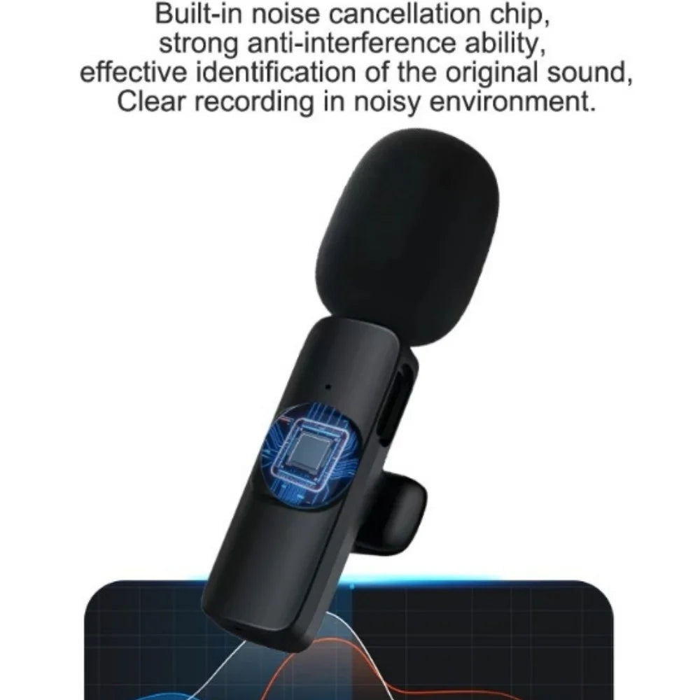 Mini Portable Wireless Lavalier Microphone for Live Broadcast Gaming Audio Video Recording Phone