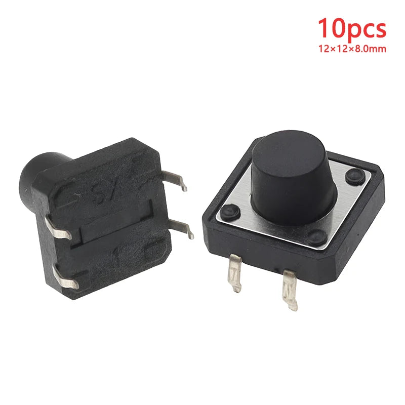 10pcs 12x12 Tact Switch Vertical 12*12*4.3/4.5/5/6/7/8/9/10/11/12/13mm Micro 4Pin Self-Reset Electronic Push Button Interruptor