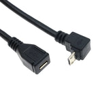 30cm 90 Degree Right & Left Angled Micro USB 5Pin Male to Female M/F Extension Connector Adapter Cable for Mobile Phone Tablet