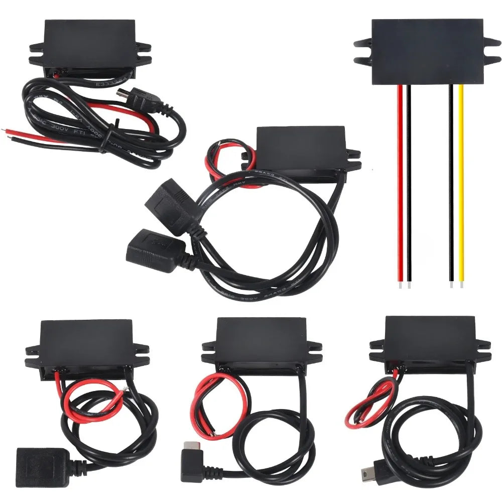 12V to 5V 3A Converter DC-DC Step Down Module Power Adapter USB-A Female/Type C/dual USB/open Wire Connector Low Heat Waterproof