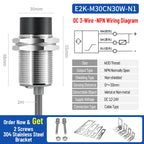 ZHICAN E2K M12 M18 Capacitive Proximity Sensor 30mm Long Range Plastics Glass Wood Metals Nonmetal Material Detection Switch