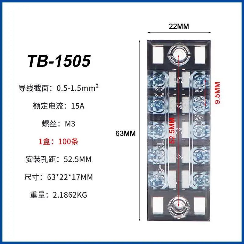 Terminal Block Position Connection Strip Copper Iron TB-1503 TB-1504 TB-1505 TB-1506 TB-1508 TB-1510 TB-1512 TB-1515 TB-1520