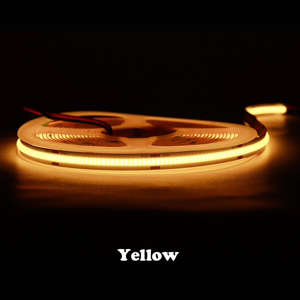 COB LED Strip 480 528 Chips/M High Density Flexible FOB Led Red Green Blue Warm Nature Cool White Linear Dimmable Light 12V 24V
