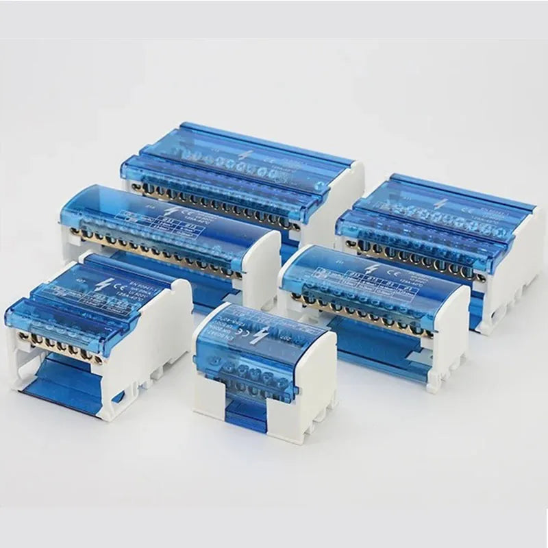 Din Rail Terminal Block NHC01 Series Power Distribution Box Junction Box 207/211/215/407/415 Modular Zero Line Neutral Copper
