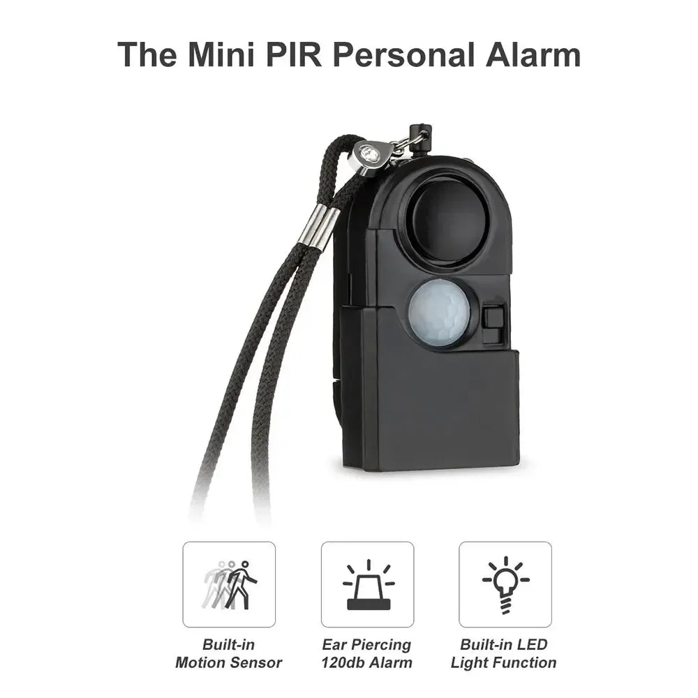 Portable Mini Motion Detector Alarm 120DB Siren SOS Flashligh LED Light Security Alarm For Travel Home Kids Safe Personal Alarms