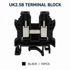 10PCS UK2.5B 2.5mm² DIN Rail Terminal Blocks Screw Connection Feed Through Wire Connector Gray Red Blue Green Black Yellow Set