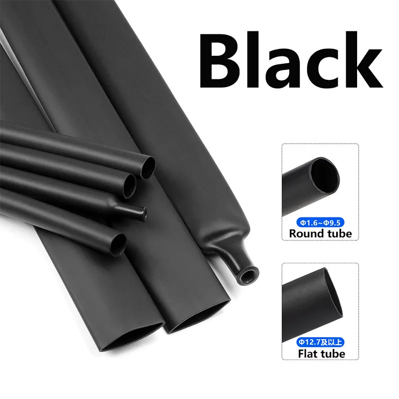 Black 3:1 Heat Shrink Tubing With Glue Dual Wall Adhesive Waterproof Insulation Cable Sleeve For Electrical Automotive Marine
