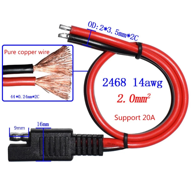 SAE Battery Charger Cable 14AWG-Cigarette Lighter Plug SAE Quick Release Adapter Extension Charging Cable Wiring Harness