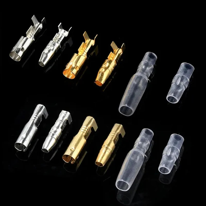 25 50sets 4.0mm bullet Crimp terminal car electrical wire connector diameter Female+Male+sheath Case Cold press terminal 1in2out