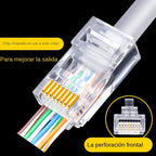 100pcs RJ45 CAT6 CAT5e Pass Through Connector Plug Crystal End Gold-Plated 8P8C Crimp UTP Standard Ethernet Network Modular Plug