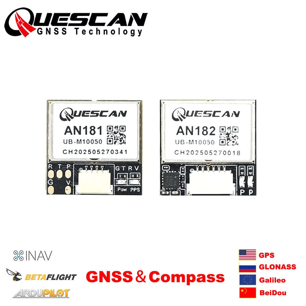 QUESCAN 18mm M10 GPS GNSS Module with Compass 25Hz GPS Galileo GLONASS BeiDou FPV Racing Car Drone Flight Controller GPS M10050