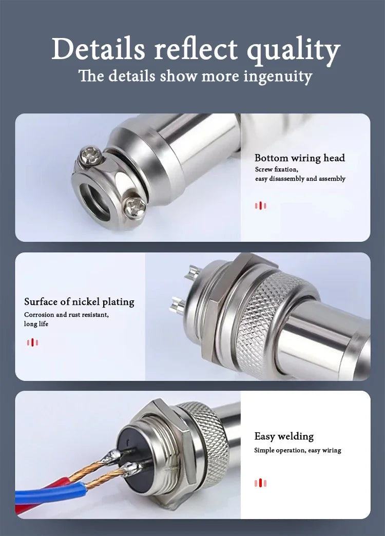 5Pcs GX12 Aviation Connector Plug Socket 2/3/4/5/6/7 Pin Male Female Panel Mount 12mm Circular Metal Wire Adapter Nut Type