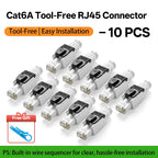 BYXGD Cat6A Tool-Free RJ45 Connector No-Crimp Reusable Ethernet Plug for Network Quick-Connect Easy Install Buy 3+ Get Free Gift