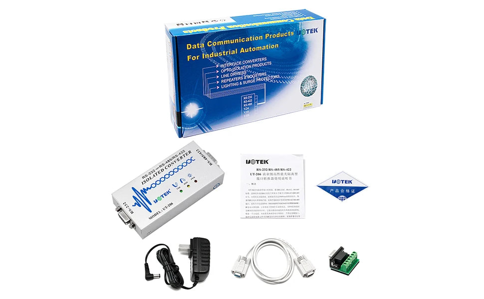 UOTEK RS-232 to RS-485/422 Optoelectronic Isolated Converter NO Delay RS232 RS485 RS422 Adapter UT-206