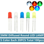 100pcs 3mm 5mm LED Light White Yellow Red Green Blue Assorted Kit DIY LEDs Set electronic diy kit