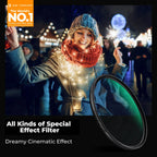 K&F CONCEPT Effects Filters Kaleidoscope Prism/Spiral Halo/Split Diopter/Motion Blur/4 6 8 Points Camera Lens Filter Photography