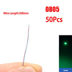 50pcs/Set 0805 1206 SMD Lamp Wired Micro Led Pre-Soldered Micro Litz Wired Chip 3V Railway Model Scenes Light DIY Leads Wires 30