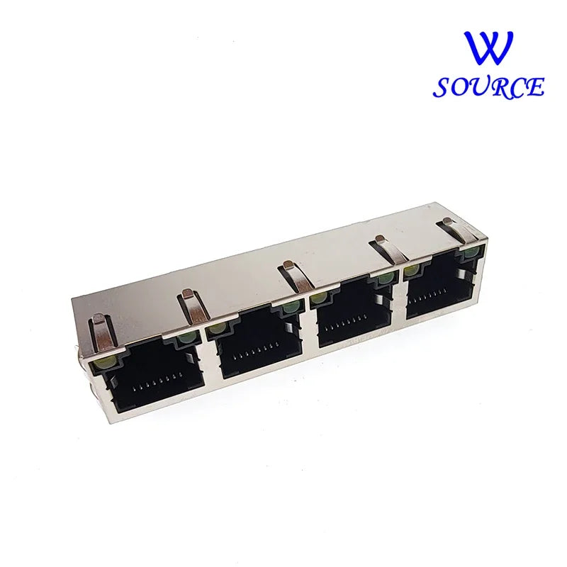 2PCS Metal RJ45 Network Jack PCB Vertical Female Socket Connector DIP 1X4 with LED Network Jacks for Enhanced Networking