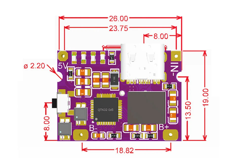 Type-C USB 5V 3.1A Boost Converter Step-Up Power Module IP5310 Mobile Power Bank Accessories With Switch LED Indicator