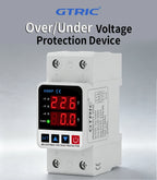 GTRIC Voltage Protection Relay Din Rail Over Under Voltage Protector 230VAC 40A 63A Adjustable Voltage Current Protection Device