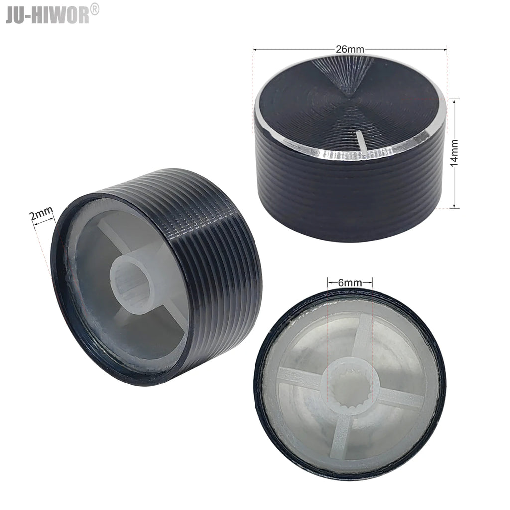 2pcs Tone Top 6mm Shaft Guitar Volume Aluminum Knob For Potentiometer Volume Control Rotary Knobs Diameter 13mm 15mm 26mm