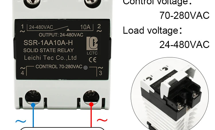 LCTC SSR 10A25a40a60A80A100A120A Solid State Relay with Radiator DC-AC AC-AC DC-DC DIN Rail Zero-crossing Relays