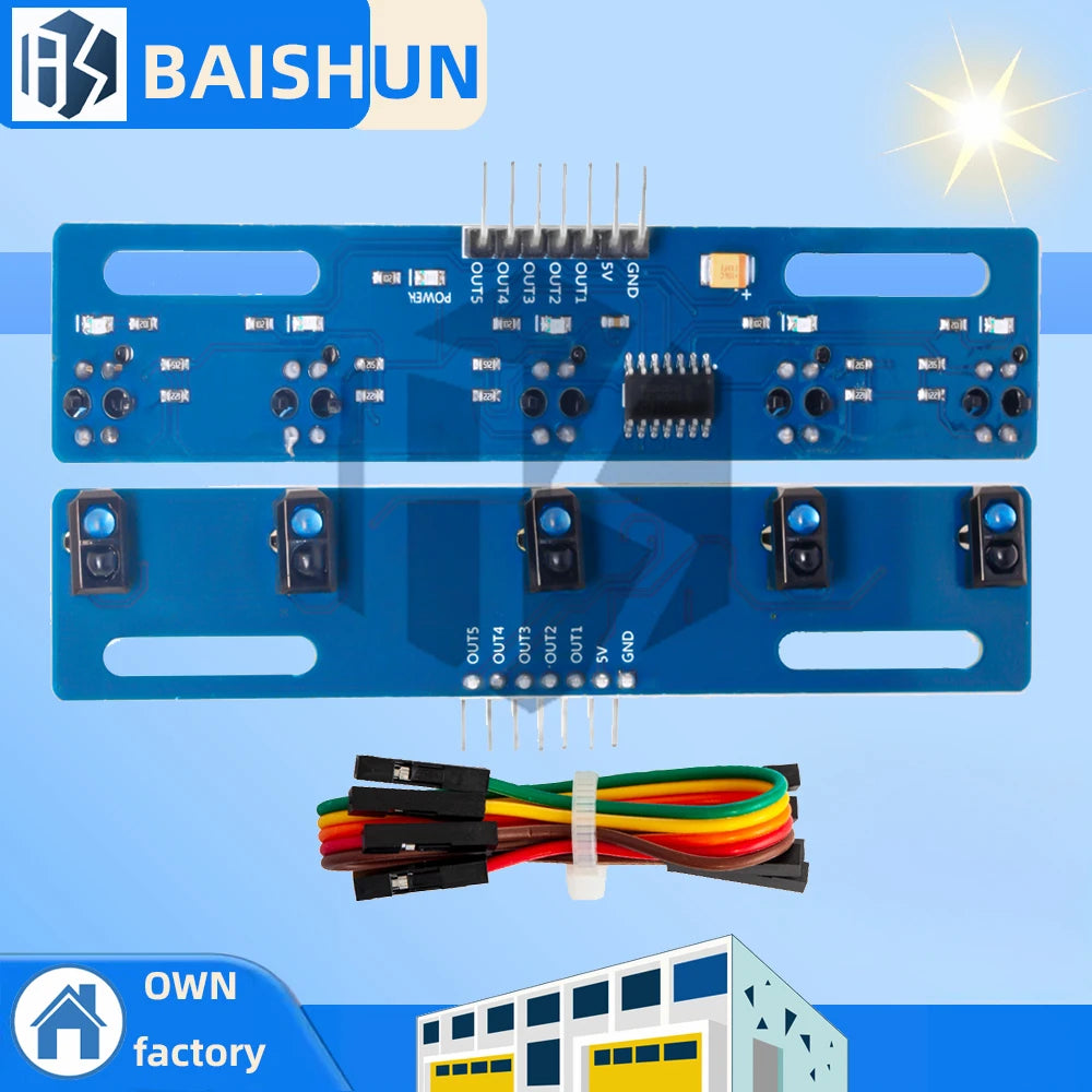 5 channel Infrared Reflective Sensor TCRT5000 KIT 5 way/road IR Photoelectric Switch Barrier Line Track Module