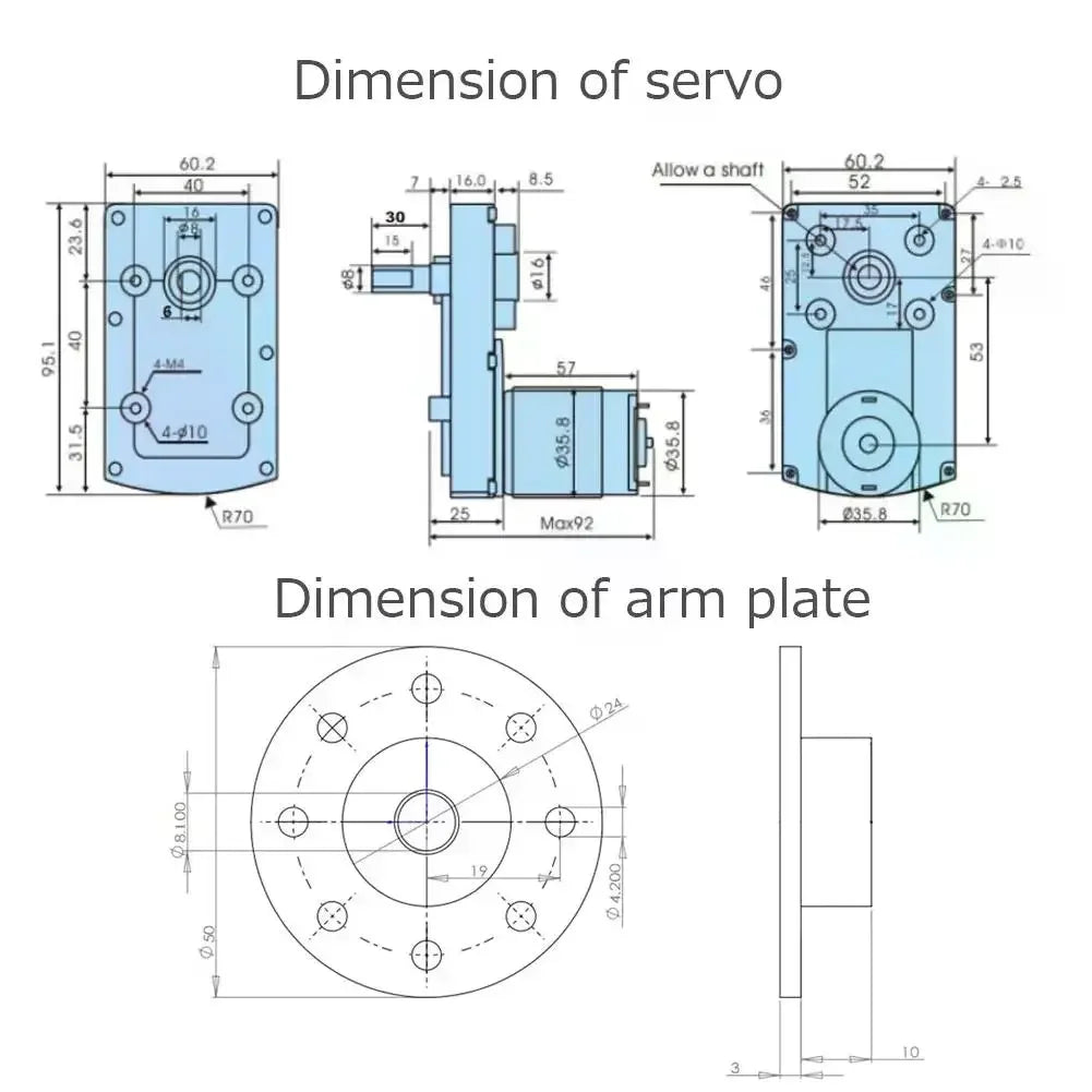 High Torque Servo ASMC-05A 110kg.cm /ASMC-05B 180kg.cm Robot Servo Motor Replace ASMC-04A ASMC-04AB / Arm Plate / PCB Controller