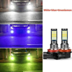 Car Led Fog Lamp with Flashing 3030 Three-Color Fog Lamp Bulb Red Green Pink Blue Super Bright H3 H8 H11 9006 9005 H7 Modified