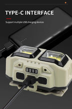 HOMEFISH COB LED Headlamp Induction USB Rechargeable Head Flashlight Powerful Work Light for Outdoors Camping Fishing