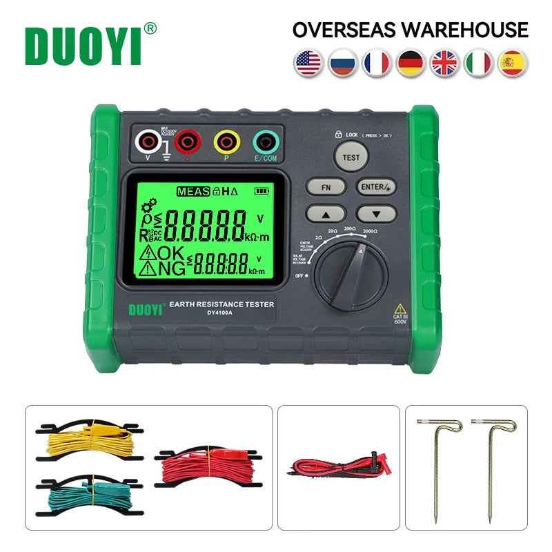 Duoyi 4100A Digital Ground Resistance Test Lightning Protection Detection Measuring Instrument Rocker Ground Resistance Tester