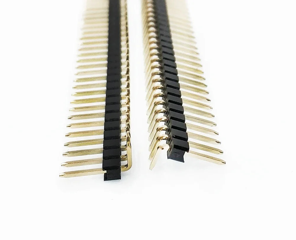 10pcs 2.54mm 1x40P Right Angle Extend Extra Long B6-12mm 90d R1 R2 Gold plated Single Row Cuttable PCB Male RA Pin Header Jumper