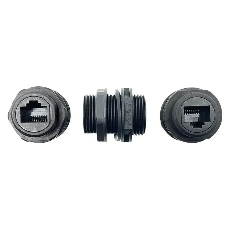 Waterproof M21 RJ45 Ethernet Connector 8P8C Network Socket Through Wall Panel Mount IP67 Straight Through Male Female Plug Cat5