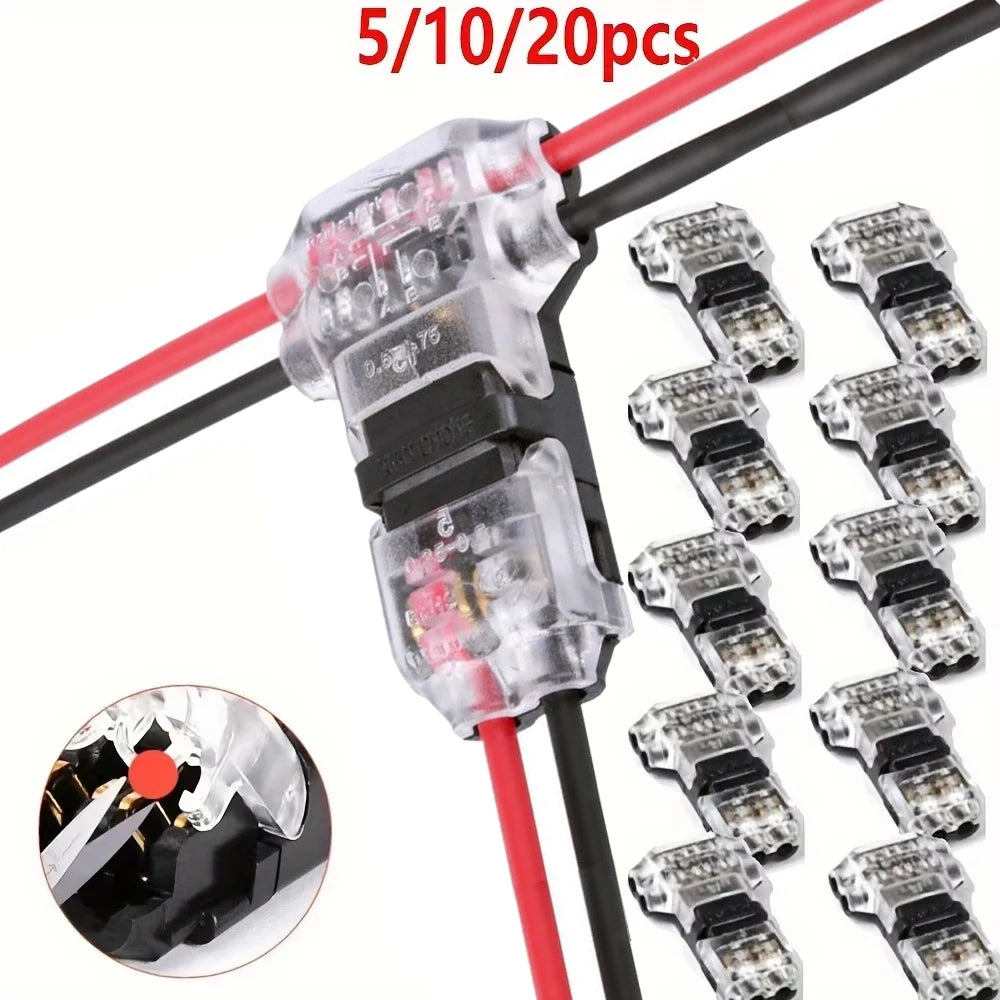 T1 T2 Quick-Connect Snap-In Terminals, No Welding No Stripping Automatic Wire Connectors, Professional Electrical Cable Accessor