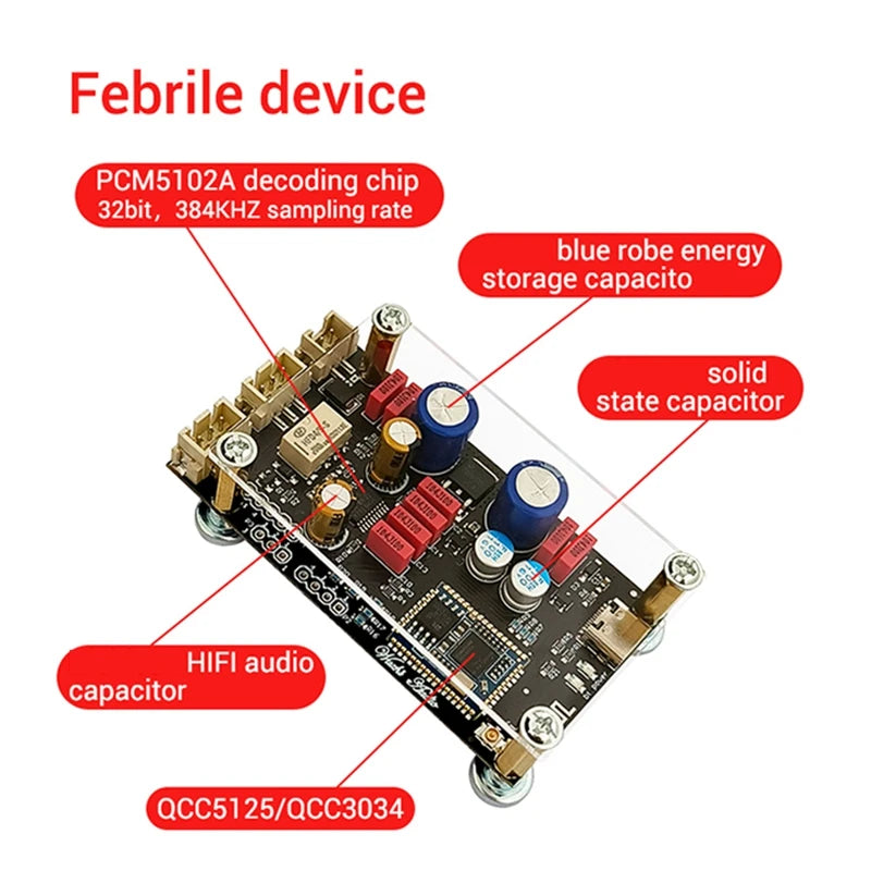- Qualcomm QCC3034 Bluetooth 5.1 Lossless Decoding Board LDAC Audio Decoder Board-DTA9