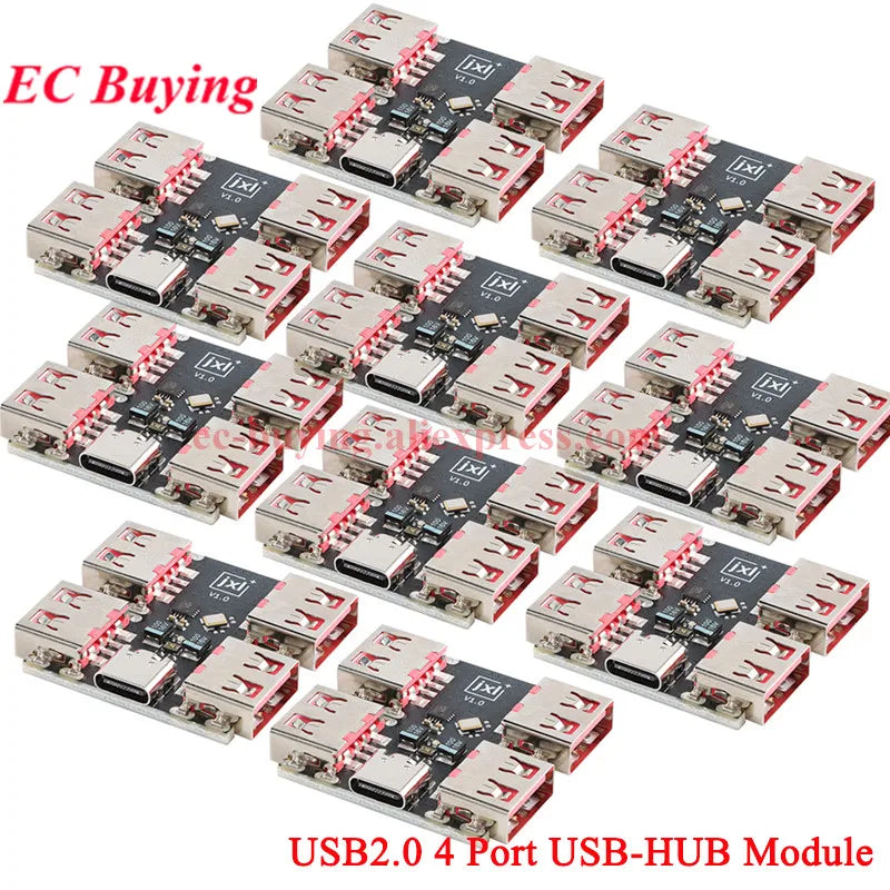 1-10Pc USBHUB USB2.0 7 4-port Controller Expansion Module USB 2.0 to 4 Channel Way Splitter USB-HUB Type-C Extender Board 40MB/S