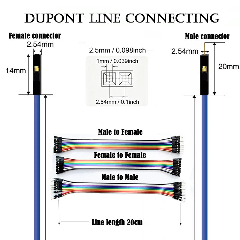 DuPont Wire Breadboard Jumper Cable Wire Male to Male Female to Female Male to Female Ribbon Cable for Arduino DIY 20cm